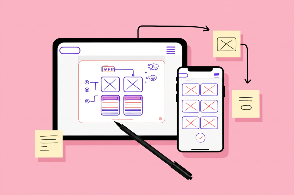 Mobile app UI/UX design process and wireframing